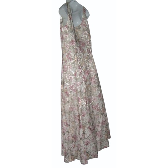 Jessica McClintock Dress Vintage 80's Cottagecore Floral Shiny Coquette Romantic - Picture 8 of 12